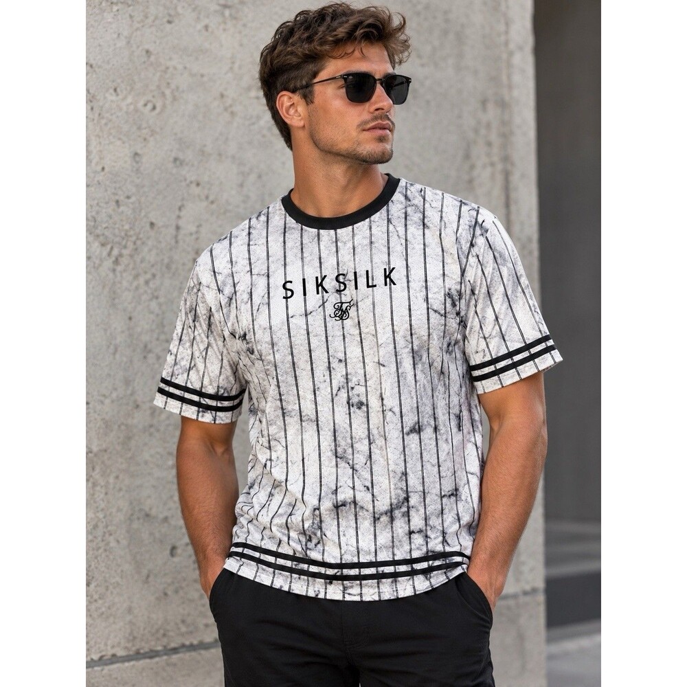 Y2K VTG SIKSILK BASEBALL JERSEY URBAN  MARBLE COLOR XL